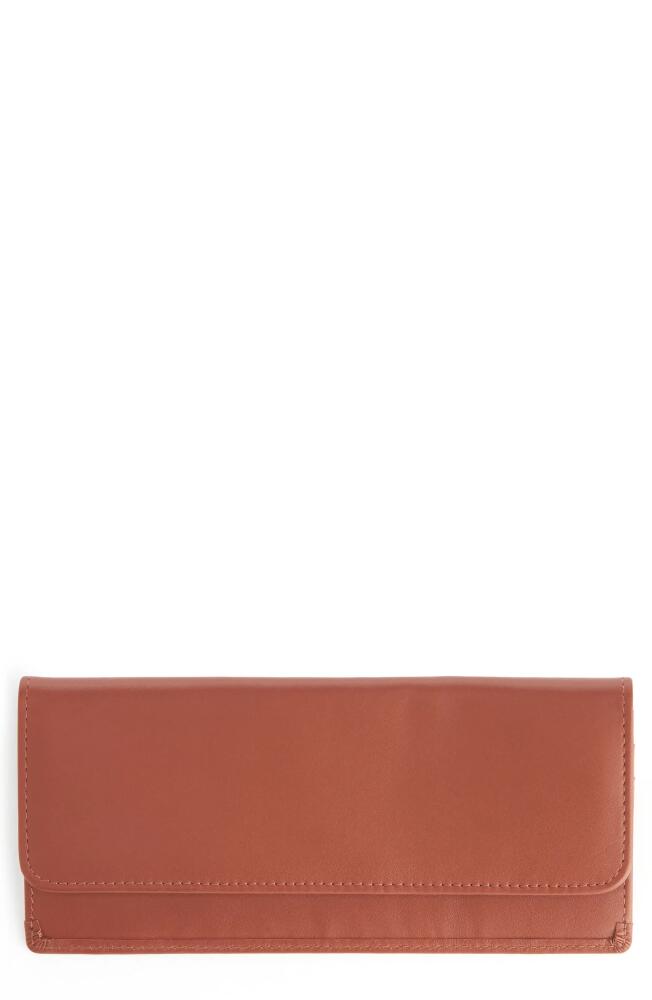 ROYCE New York Personalized RFID Blocking Leather Clutch Wallet in Tan - Gold Foil Cover