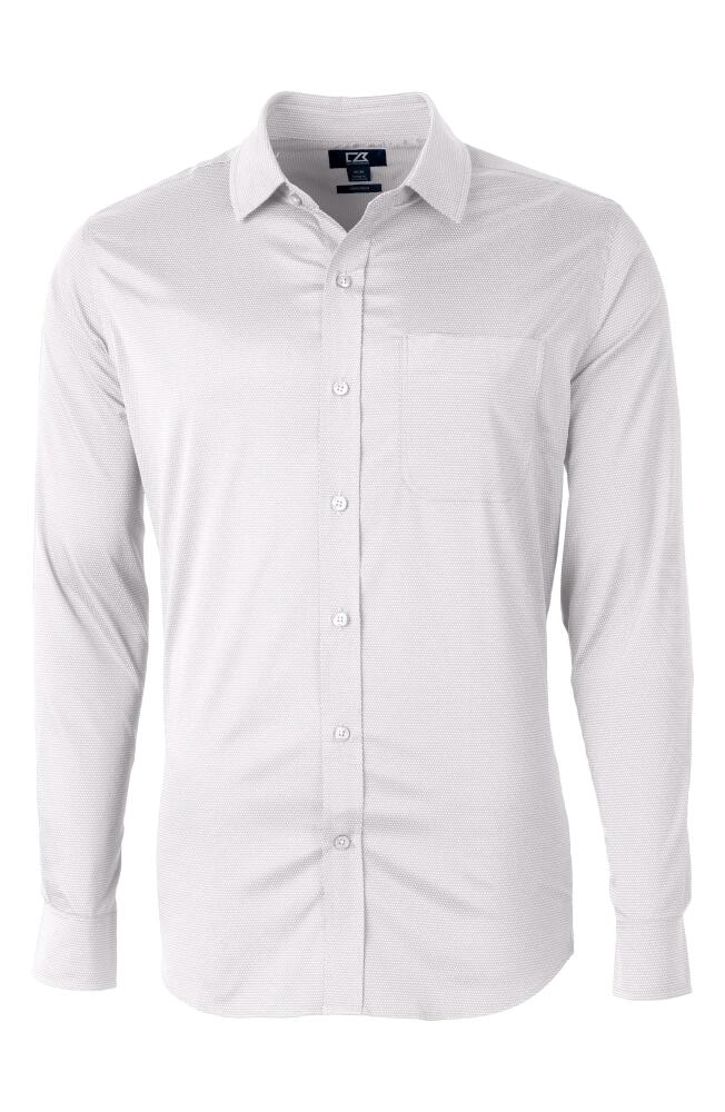 Cutter & Buck Versatech Geo Dobby Classic Fit Button-Down Performance Shirt in White/black Cover