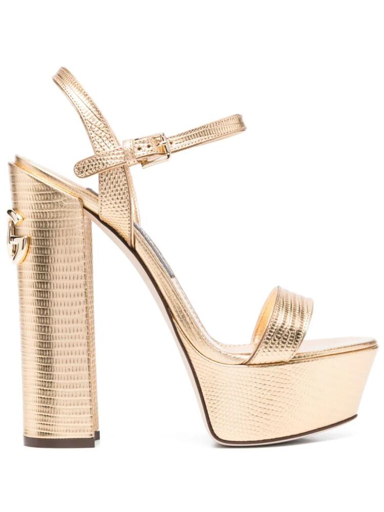 Dolce & Gabbana 150mm snakeskin platform sandals - Gold Cover