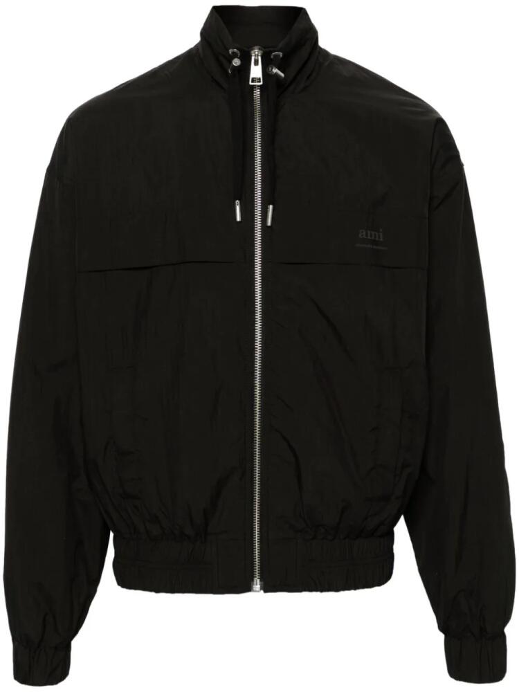 AMI Paris logo-print zip-up windbreaker - Black Cover