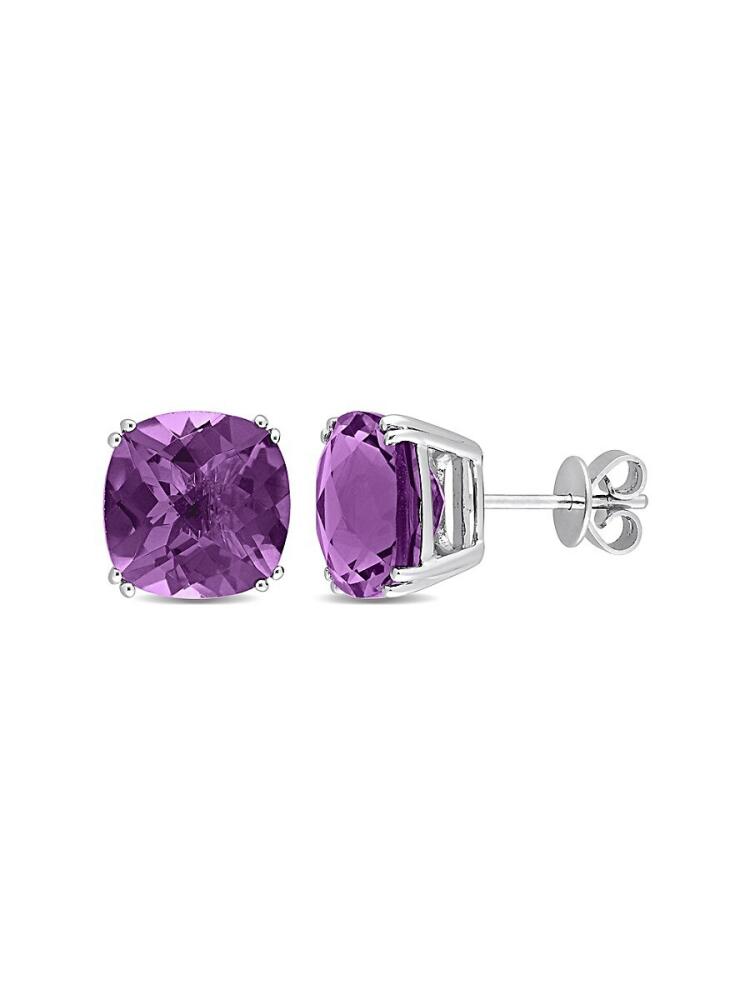 Sonatina Women's 14K White Gold Amethyst Stud Earrings Cover