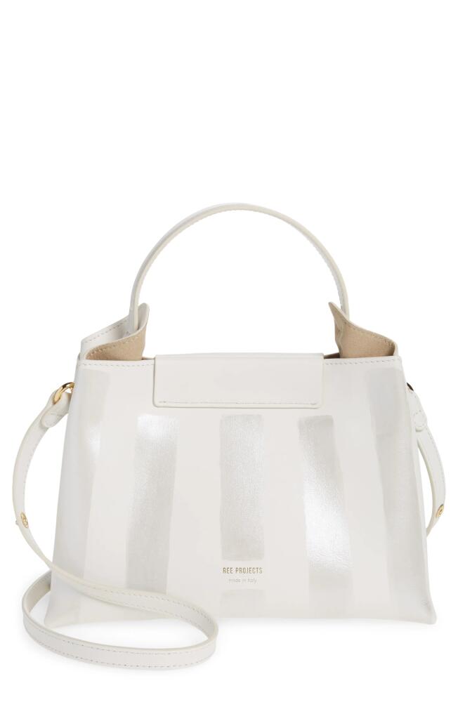 Ree Projects Mini Elieze Metallic Stripe Leather Handbag in White/Silver Stripes Cover