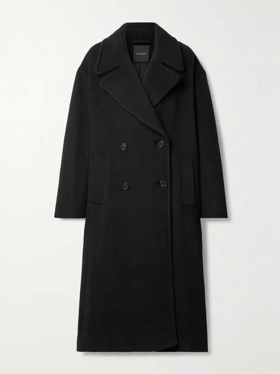 GOLDSIGN - The Cocoon Double-breasted Wool-blend Felt Coat - Black Cover