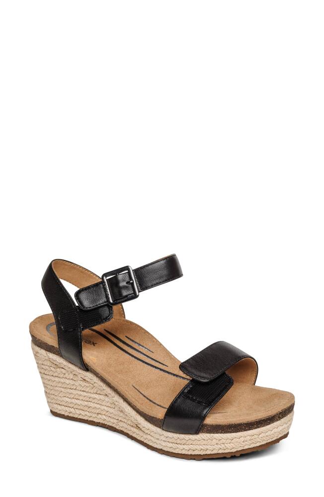 Aetrex Sydney Wedge Espadrille Sandal in Black Cover