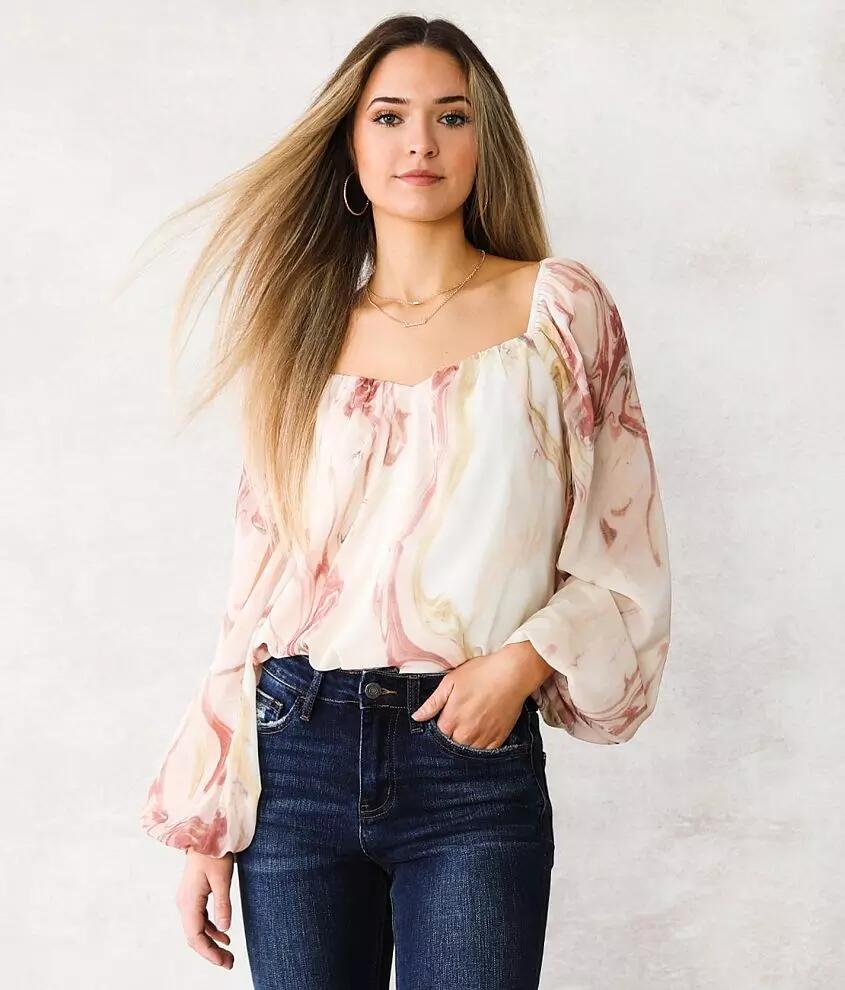 A. Peach Marbled Chiffon Top Cover