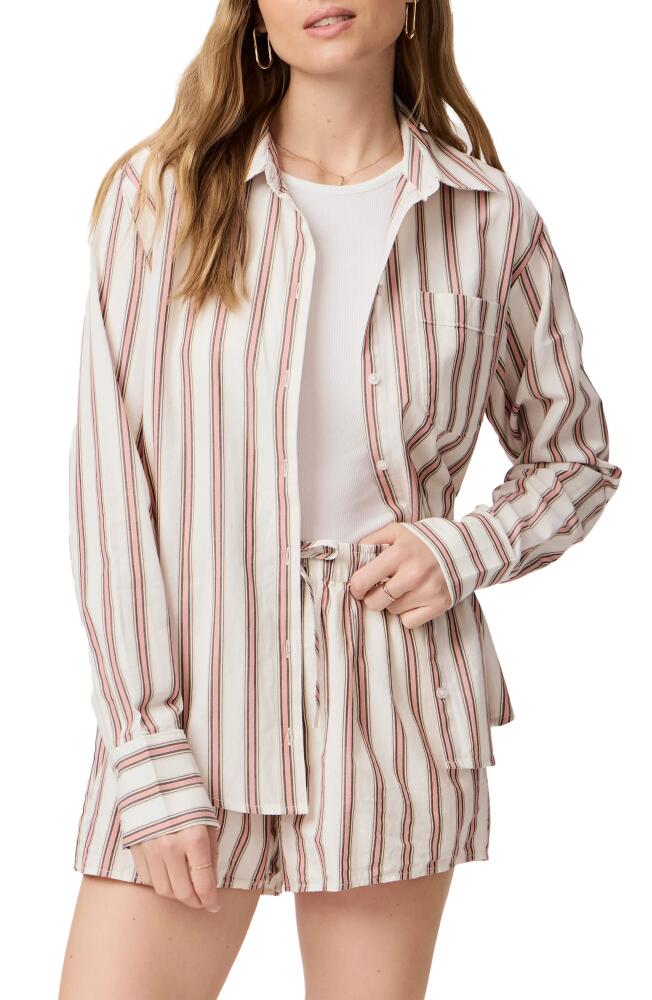 PAIGE Christa Stripe Poplin Button-Up Shirt in Cream Multi Cover