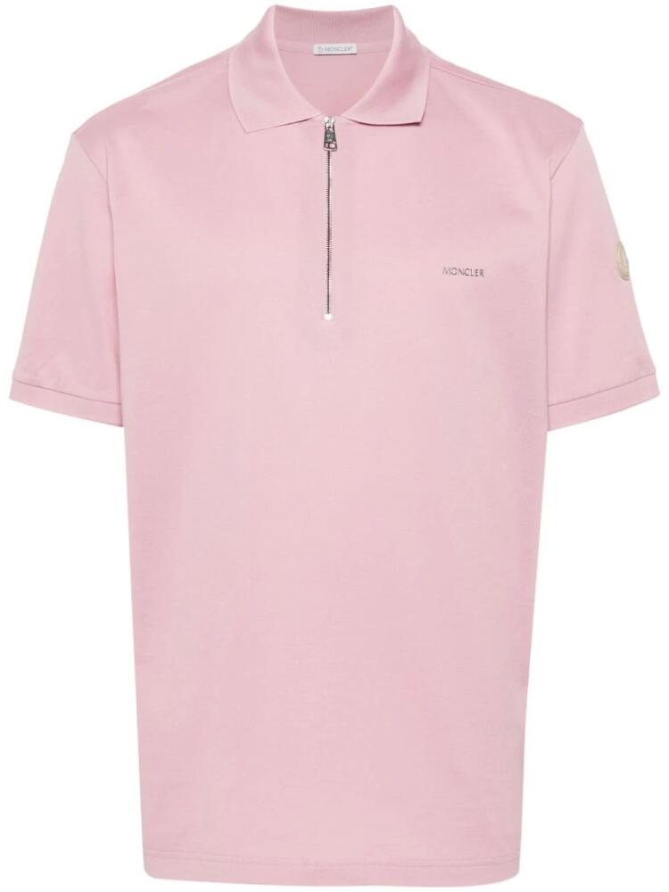 Moncler logo-embossed cotton polo shirt - Pink Cover