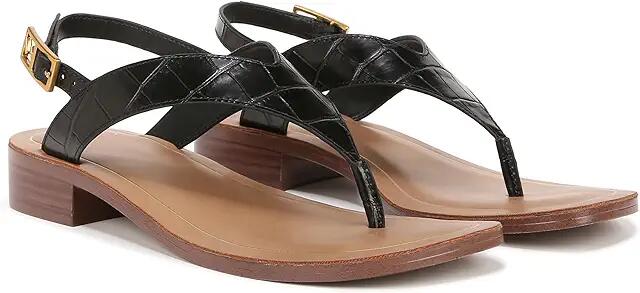 Franco Sarto Iris Ankle Strap Thong Sandals (Black Croc Print Leather) Women's Sandals Cover