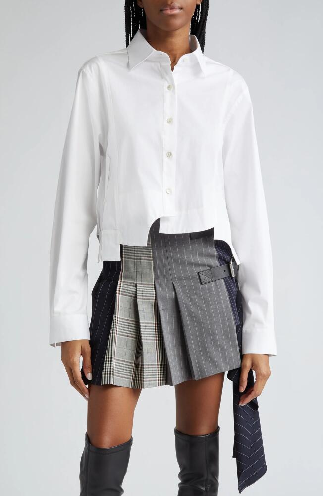 MONSE Deconstructed Crop Poplin Button-Up Shirt in Ivory Cover