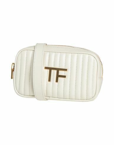 Tom Ford Woman Belt bag Off white Calfskin, Brass Cover