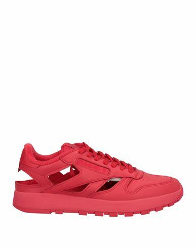 Maison Margiela X Reebok Man Sneakers Red Soft Leather, Textile fibers Cover