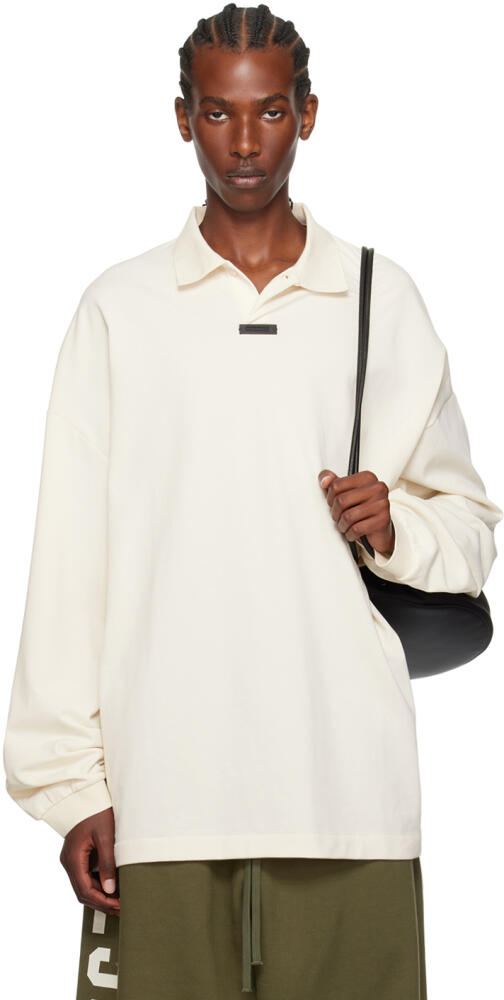 Fear of God ESSENTIALS Off-White Logo Patch Long Sleeve Polo Cover