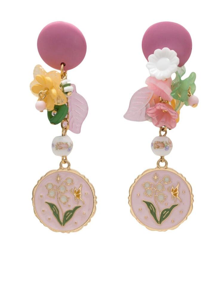 Amir Slama floral-appliqué drop earrings - Multicolour Cover