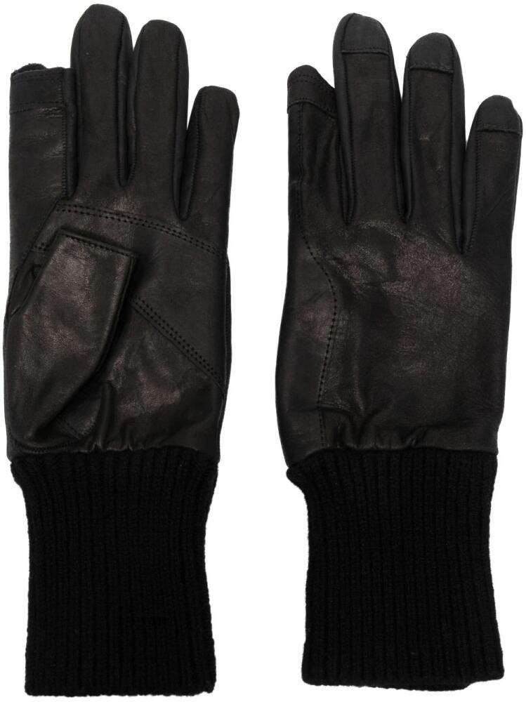 Rick Owens ribbed leather gloves - Black Cover