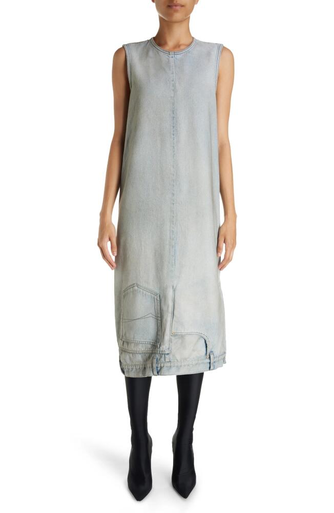 Balenciaga Upside Down Denim Midi Dress in Dirty Blue Cover