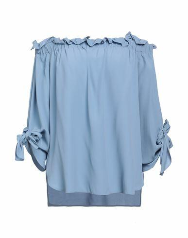 Erika Cavallini Woman Top Light blue Acetate, Silk Cover