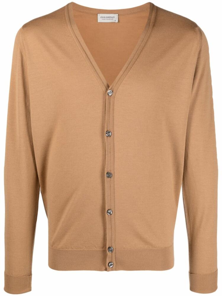 John Smedley V-neck fine-knit cardigan - Brown Cover