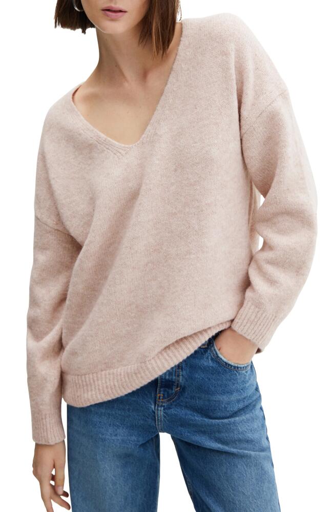 MANGO Oversize V-Neck Sweater in Pastel Pink Cover