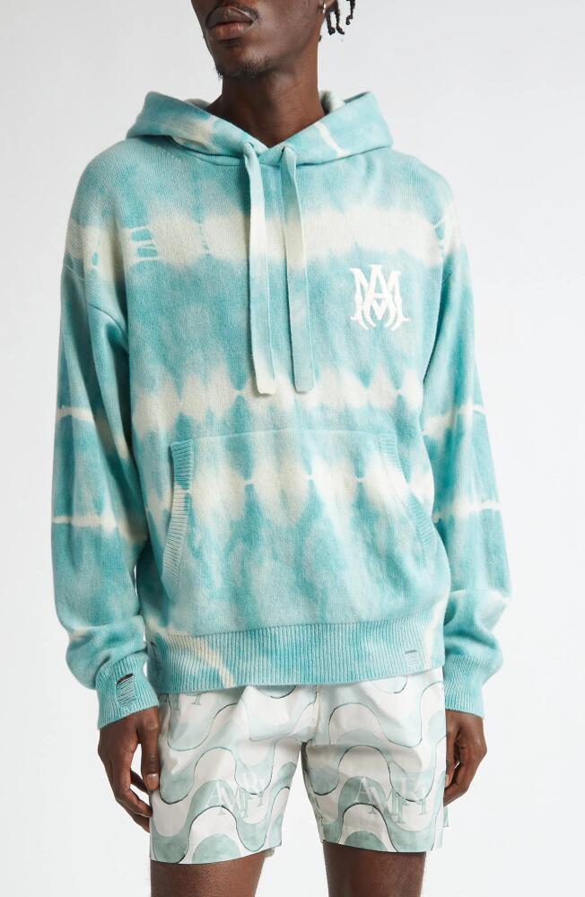 AMIRI Tie Dye Cashmere & Wool Hoodie in Sea Blue Cover