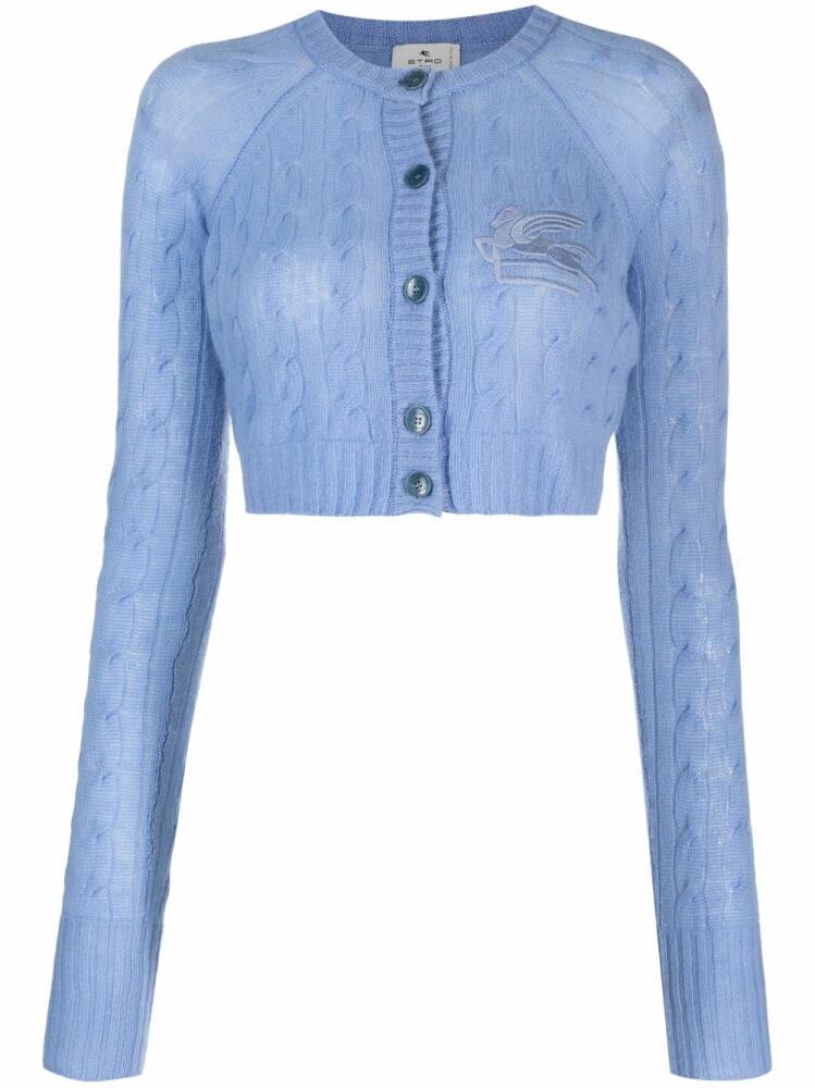 ETRO logo-embroidered cropped cardigan - Blue Cover