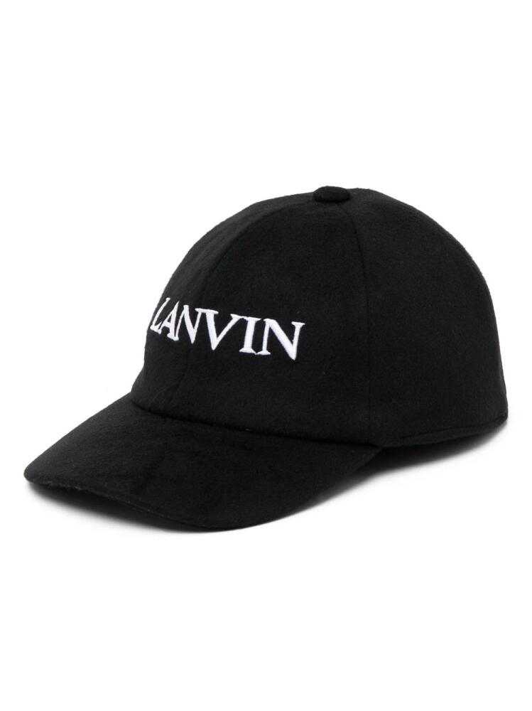 Lanvin logo-embroidered wool-cashmere cap - Black Cover