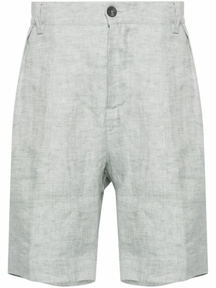 Sease herringbone linen bermuda shorts - Green Cover