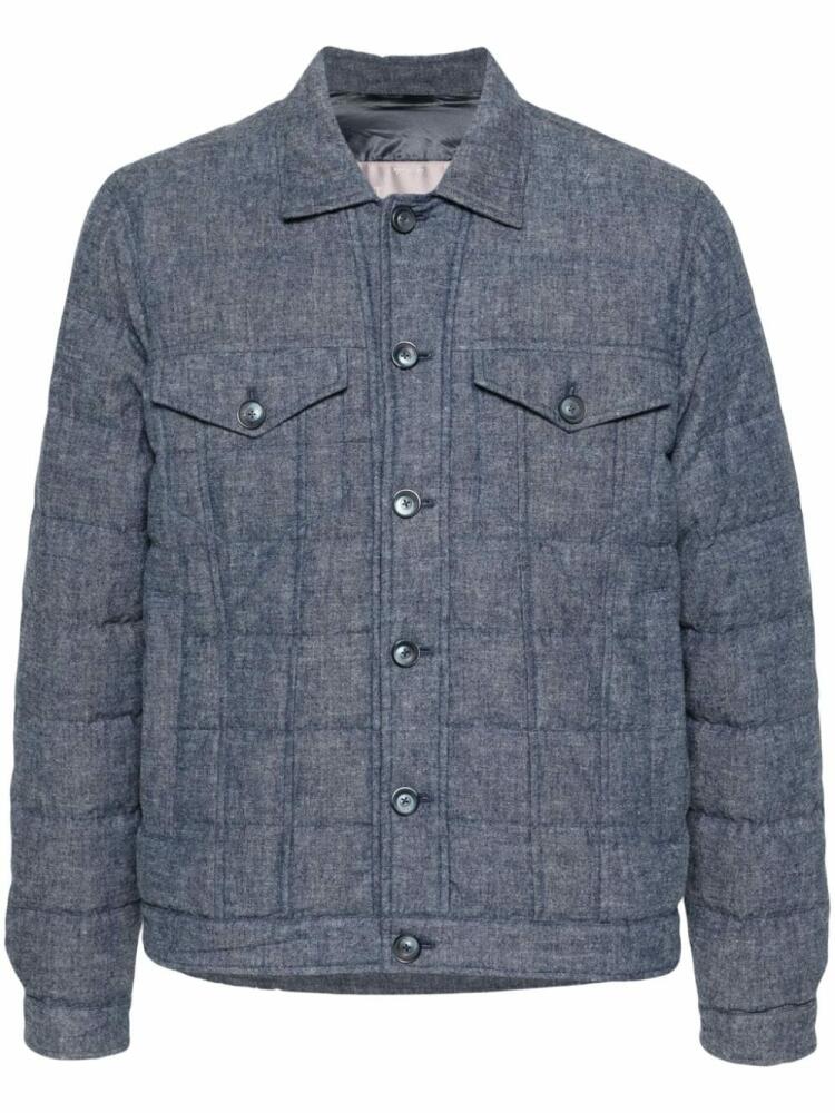 Herno chambray quilted puffer jacket - Blue Cover