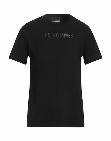 Les Hommes Man T-shirt Black Cotton, Elastane Cover