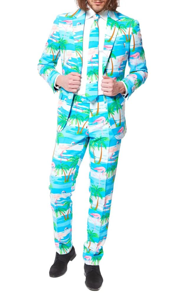 OppoSuits 'Flaminguy' Trim Fit Two-Piece Suit with Tie in Blue Cover