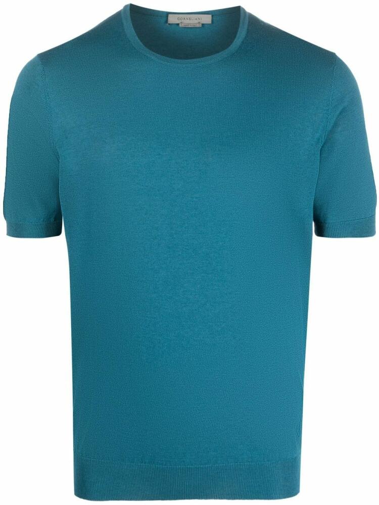 Corneliani silk-cotton short-sleeve T-shirt - Blue Cover