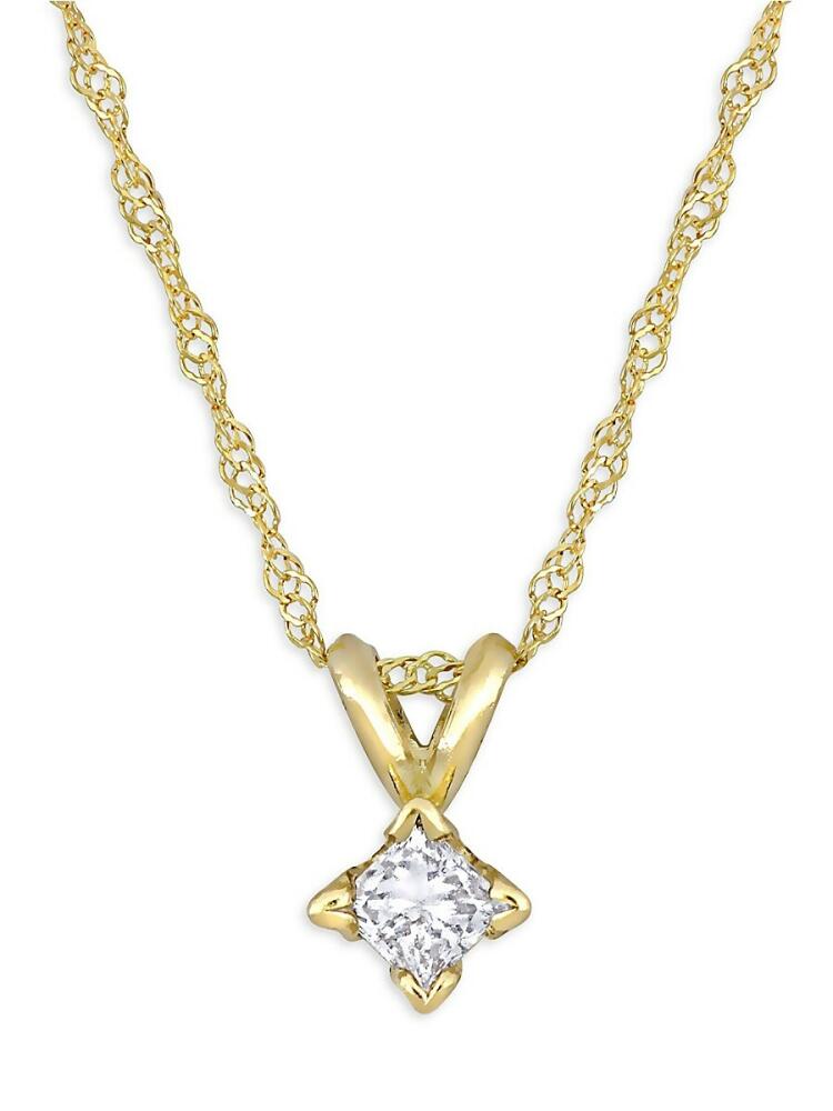 Sonatina Women's 14K Yellow Gold & 0.2 TCW Princess Diamond Pendant Necklace Cover