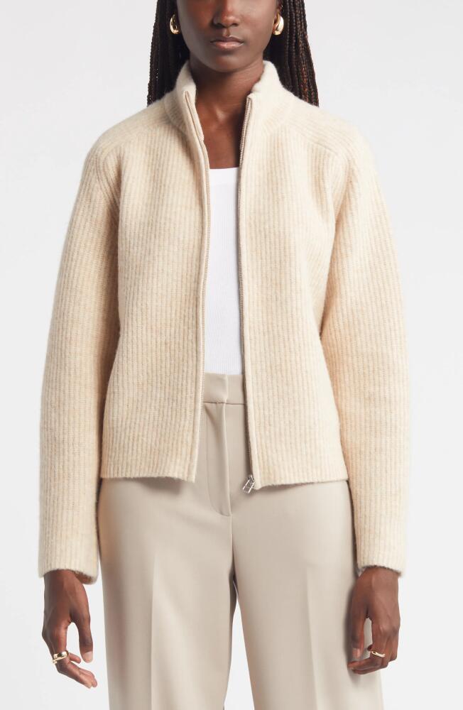 Nordstrom Rib Zip Cardigan in Tan Doeskin Heather Cover