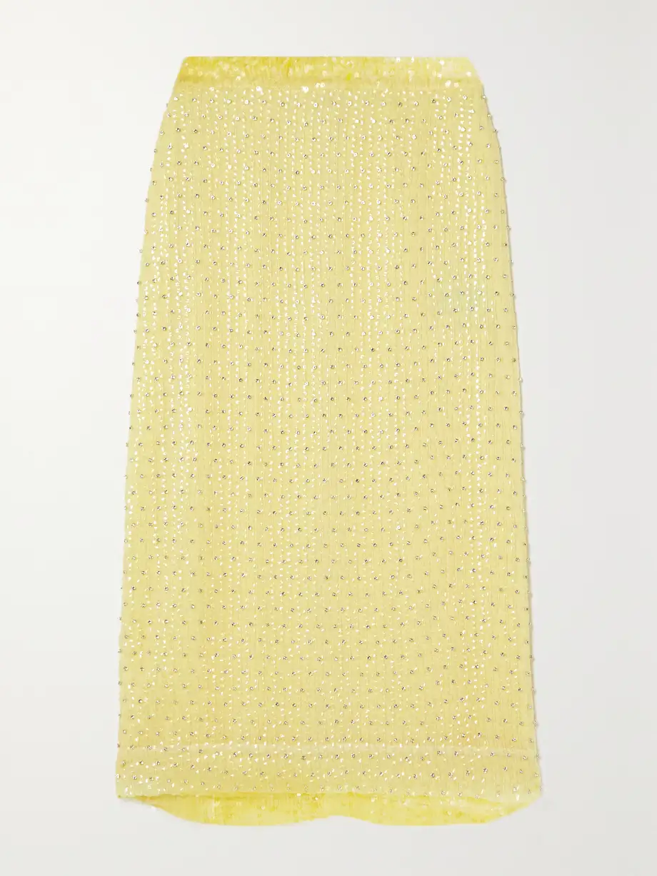 Erdem - Mariana Embellished Crepe Midi Skirt - Yellow Cover