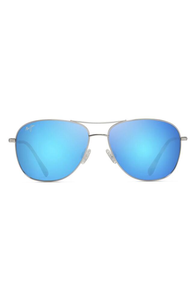 Maui Jim Cliff House 59mm PolarizedPlus2 Metal Aviator Sunglasses in Silver/Blue Hawaii Cover