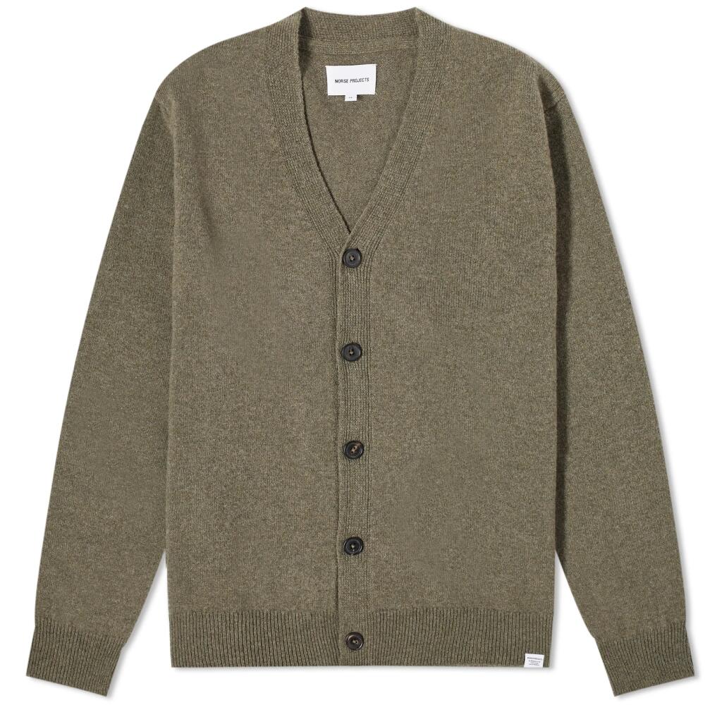 Norse Projects Men's Adam Merino Lambswool Cardigan in Ivy Green Cover