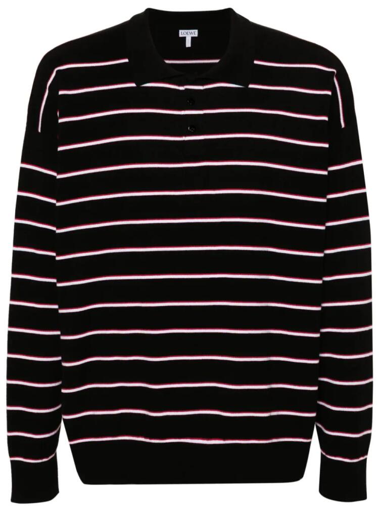 LOEWE striped cotton polo jumper - Black Cover