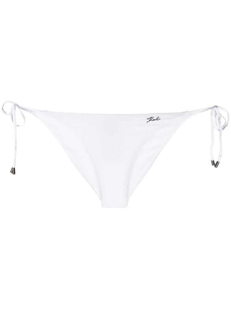 Karl Lagerfeld logo-plaque tied bikini bottoms - White Cover