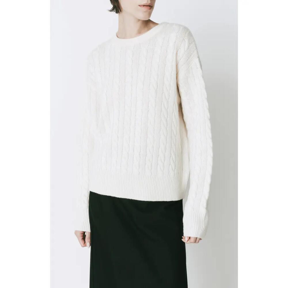 RUE SOPHIE Lyon Cable Stitch Wool & Cashmere Sweater in Ivory Cover