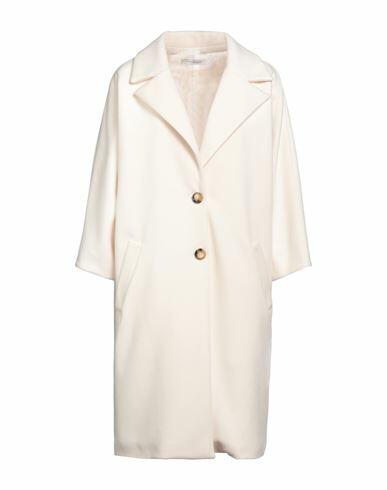 Biancoghiaccio Woman Coat White Polyester, Viscose Cover