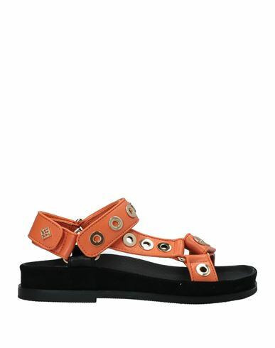 Sandro Woman Sandals Orange Soft Leather Cover