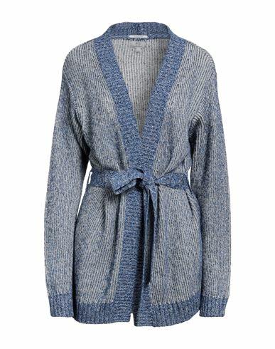 Woolrich Woman Cardigan Blue Linen, Cotton Cover