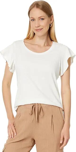 NIC+ZOE Flutter Short Sleeve Tee (Paper White) Women's Clothing Cover