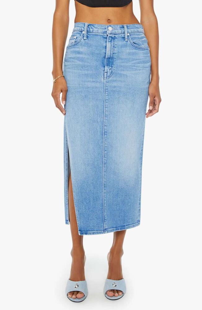 MOTHER The Split Second Denim Midi Skirt in Mediterranean Muse Cover