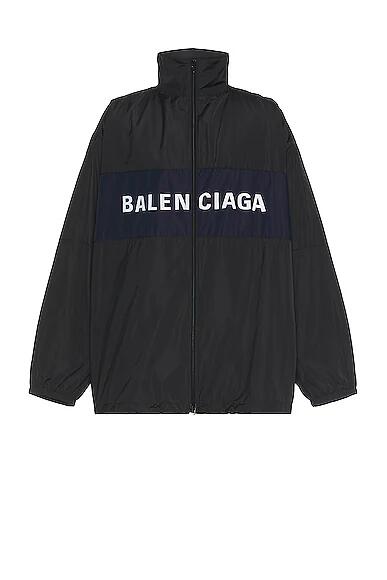 Balenciaga Logo Zip Up Jacket in Black Cover