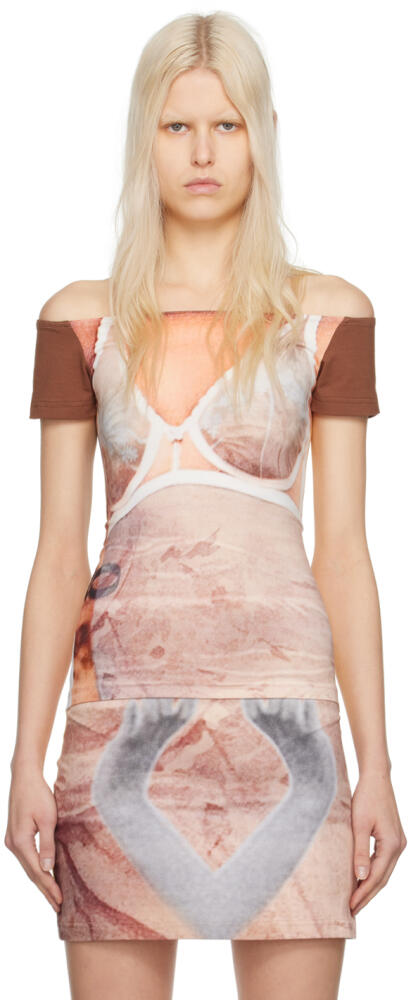 ELLISS SSENSE Exclusive Brown Lingerie T-Shirt Cover