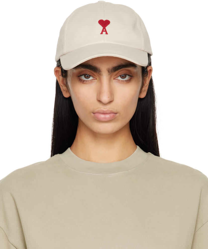 AMI Paris Off-White Red Ami de Cœur Embroidery Cap Cover