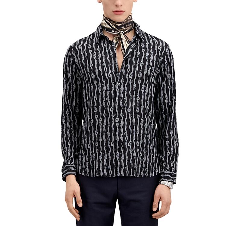 The Kooples Printed Long Sleeve Button Front Shirt Cover