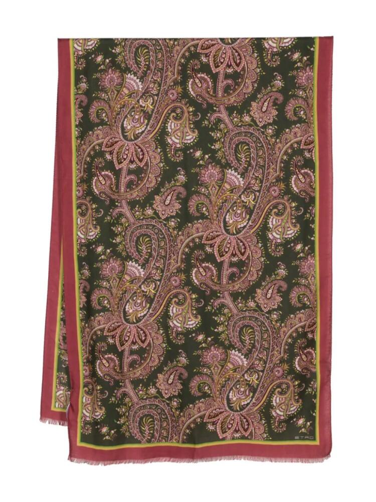 ETRO paisley-print frayed scarf - Green Cover