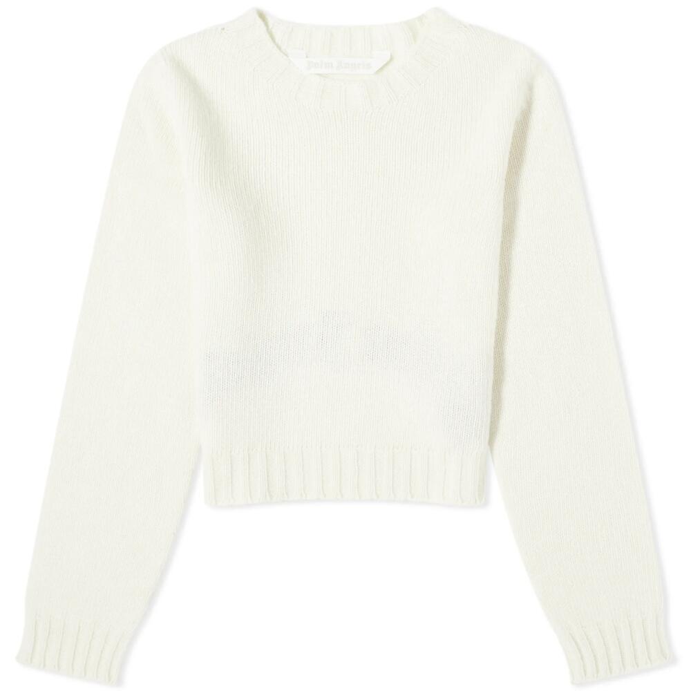 Palm Angels Women's Curved Logo Sweater in Off White Cover