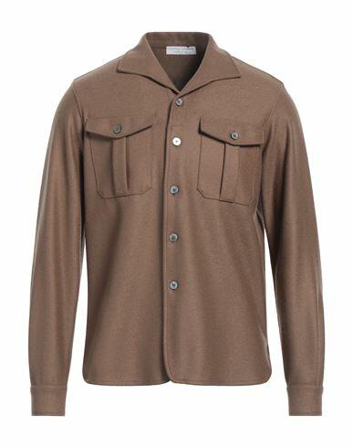 Filippo De Laurentiis Man Shirt Khaki Merino Wool Cover